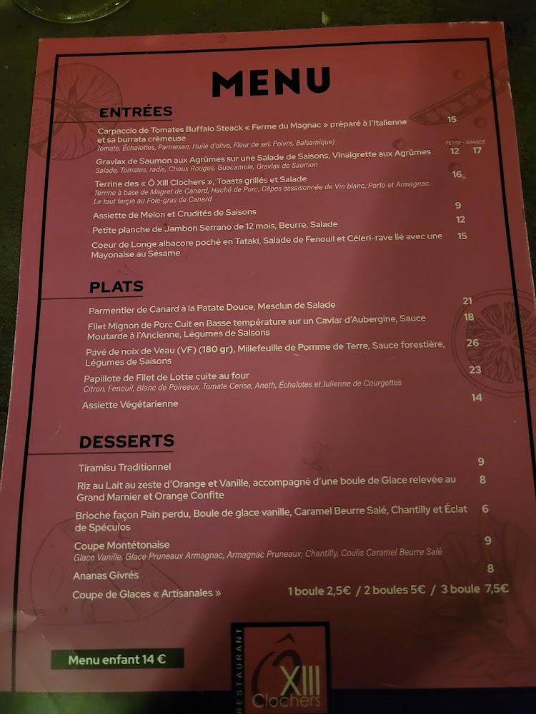 Ô XIII Clochers - Menu Image 2
